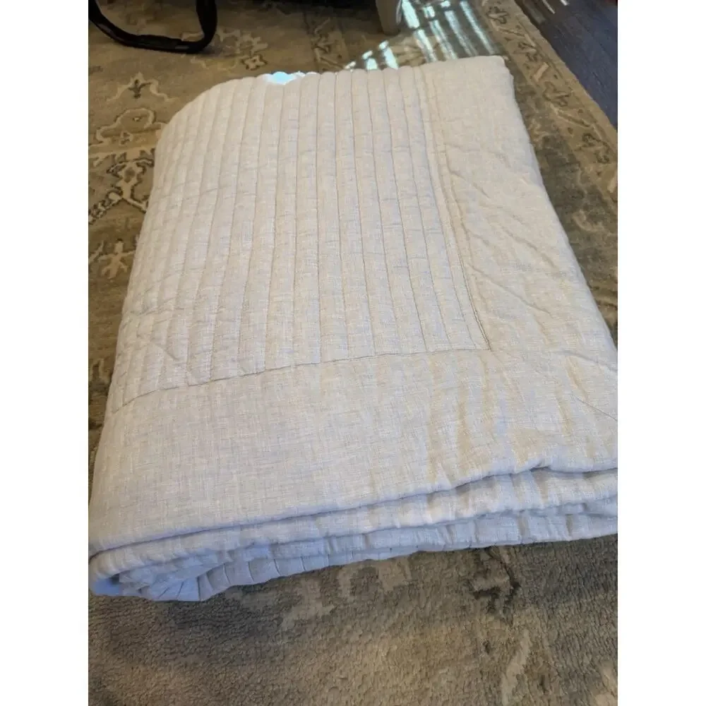 Nordstrom 100% Organic Cotton Twill Quilt Grey Sz King NEW